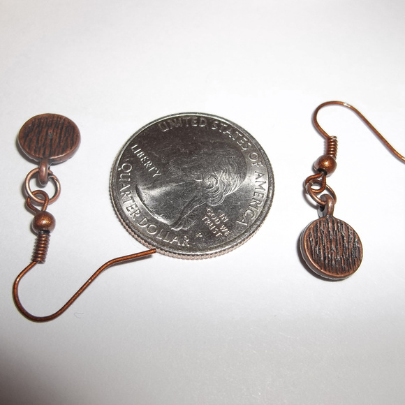 Simple Copper Minimalist Earrings Circle Boho 3392 - Picture 4 of 4